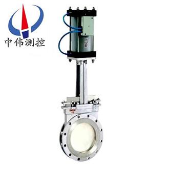 Pneumatic knife gate valve in the dark